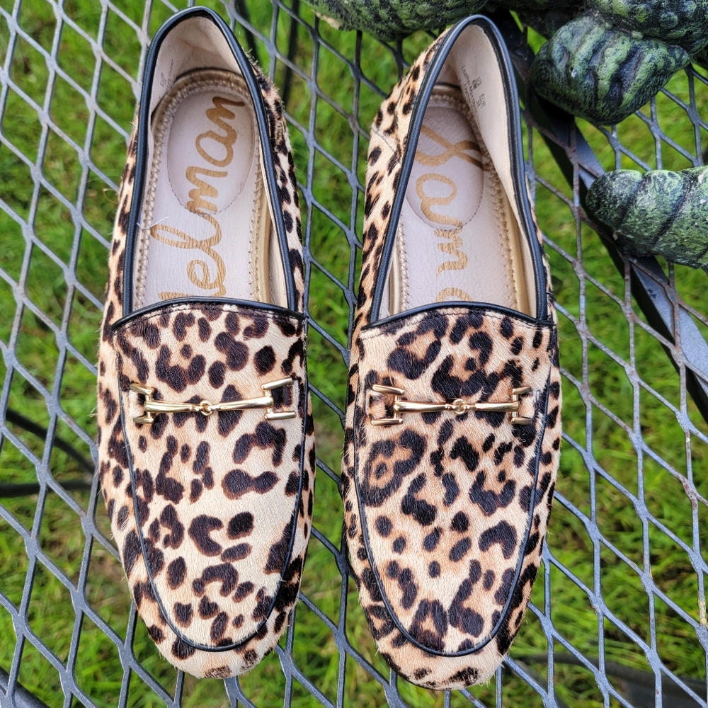 Sam Edelman Loraine Leopard Print Calf Hair Flat Horse Bit Loafers Size 6
